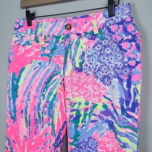 Lilly Pulitzer Womens Chino Pants Rainbow Soleil Callahan Pink Size 2 Colorful - Picture 3 of 8